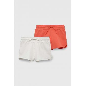 zippy pantaloni scurți din bumbac pentru copii 2-pack culoarea portocaliu, neted, talie reglabila
