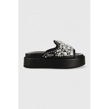 Buffalo papuci Noa Glam Slide femei, culoarea negru, cu platforma, 1602147