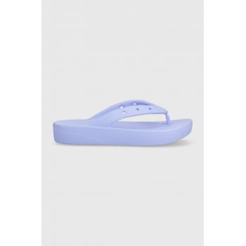 Crocs șlapi Classic Platform Flip femei, culoarea violet, cu platforma, 207714 207714.5Q6-5Q6 de firma originali