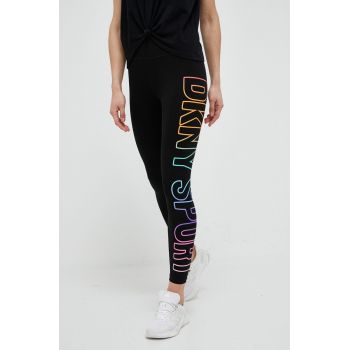 Dkny colanti femei, culoarea negru, cu imprimeu