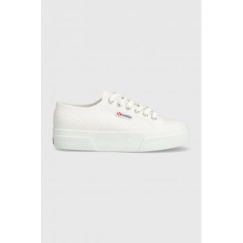 Superga tenisi 2740 PLATFORM femei, culoarea alb, S21384W