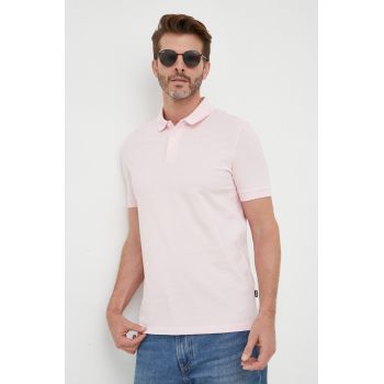 BOSS polo de bumbac culoarea roz, uni 50468301 ieftin