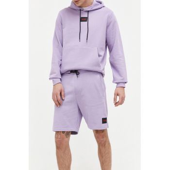 HUGO pantaloni scurti din bumbac culoarea violet