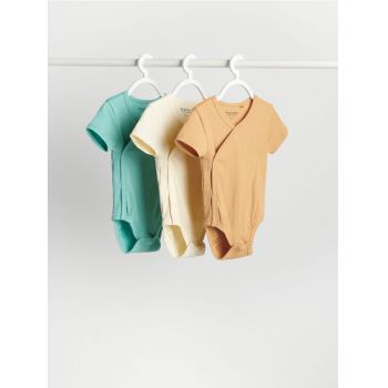 Reserved - Set de 3 body-uri din tricot striat - bej de firma original