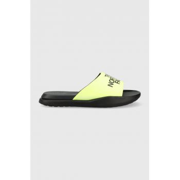 The North Face slapi de piele TRIARCH SLIDE barbati, culoarea verde