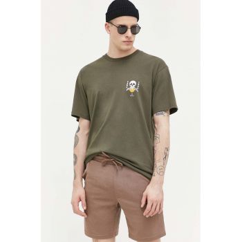 Vans tricou din bumbac culoarea verde, cu imprimeu