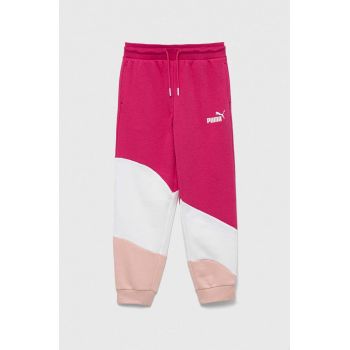 Puma pantaloni de trening pentru copii PUMA POWER Cat High Waist Pants TR G culoarea roz, modelator