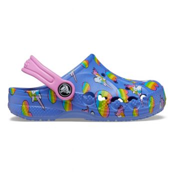 Saboți Crocs Toddler Baya Graphic Clog Albastru - Lapis/Multi