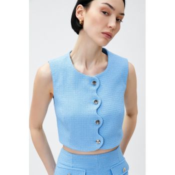 Bluza crop fara maneci cu nasturi