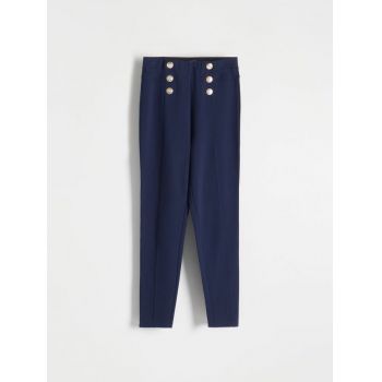 Reserved - Pantaloni cu nasturi decorativi - bleumarin