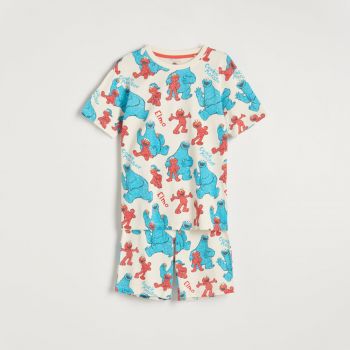 Reserved - Pijama din două piese Sesame Street - Ivory