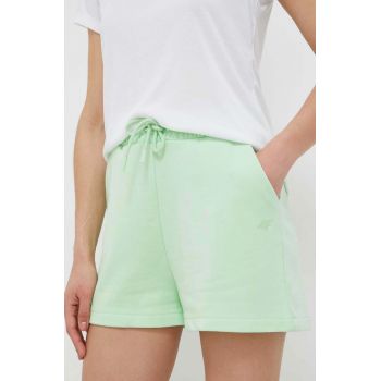 4F pantaloni scurti femei, culoarea verde, neted, high waist ieftini