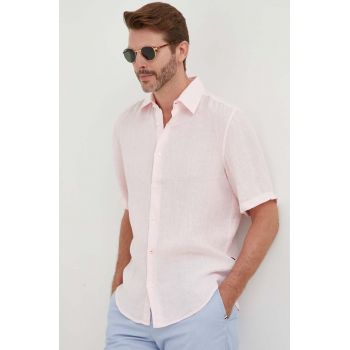 BOSS cămașă de in ORANGE culoarea roz, cu guler clasic, regular 50489345