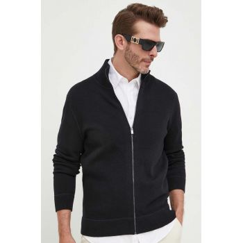 BOSS cardigan din amestec de lana barbati, culoarea negru