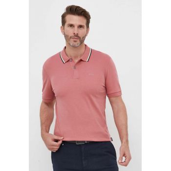 BOSS polo de bumbac culoarea roz, uni 50469360 ieftin