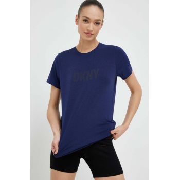 Dkny tricou femei, culoarea albastru marin ieftin