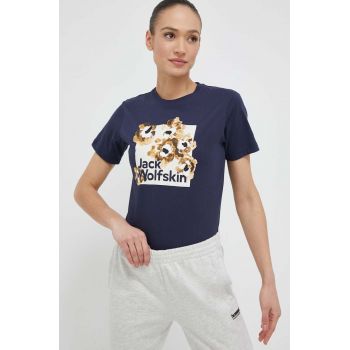 Jack Wolfskin tricou din bumbac 10 culoarea albastru marin ieftin