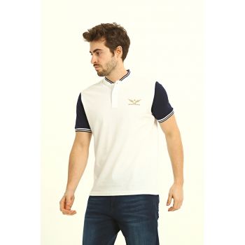 Tricou de bumbac cu fenta cu nasturi Lider