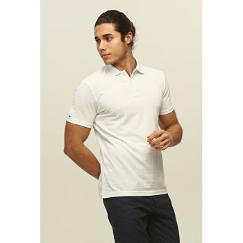 Tricou polo de bumbac cu broderie pe piept