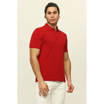 Tricou polo de bumbac cu broderie pe piept