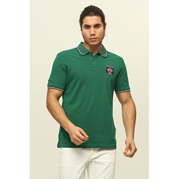 Tricou polo de bumbac cu detalii brodate