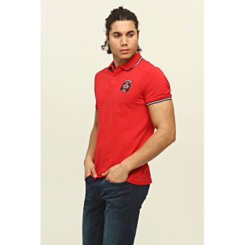 Tricou polo de bumbac cu detalii brodate