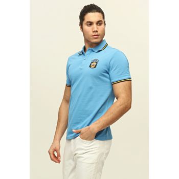 Tricou polo de bumbac cu detalii brodate