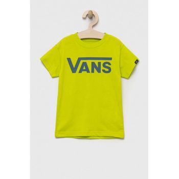 Vans tricou de bumbac pentru copii BY VANS CLASSIC KIDS EVENING PRIMROS culoarea verde, cu imprimeu