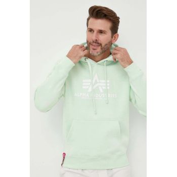 Alpha Industries bluza barbati, culoarea verde, cu imprimeu