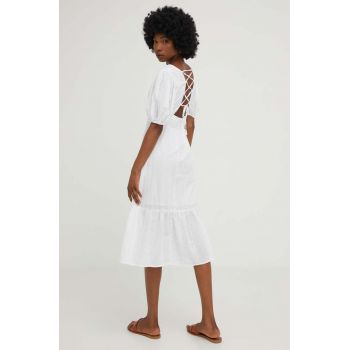 Answear Lab rochie din bumbac culoarea alb, midi, evazati