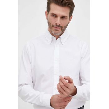 BOSS cămașă din bumbac ORANGE bărbați, culoarea alb, cu guler italian, regular 50489341