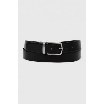 BOSS curea de piele barbati, culoarea negru