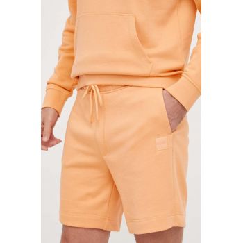 BOSS pantaloni scurti din bumbac BOSS CASUAL barbati, culoarea portocaliu