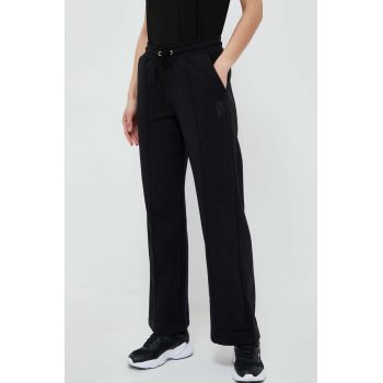 Dkny pantaloni de trening culoarea negru, neted de firma original