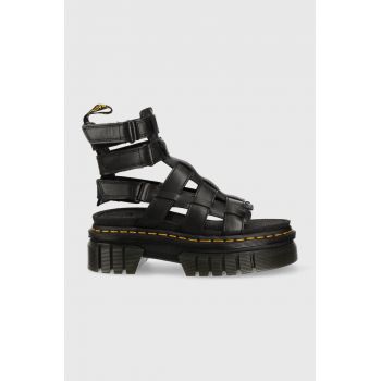 Dr. Martens sandale de piele Ricki Gladiator femei, culoarea negru, cu platforma
