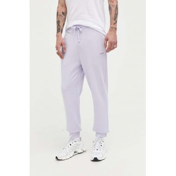 HUGO pantaloni de trening din bumbac culoarea violet, uni 50489617