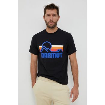 Marmot tricou Coastal barbati, culoarea negru, cu imprimeu