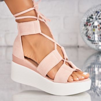 Sandale dama cu platforma Roz din Piele Ecologica Intoarsa August A5580