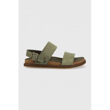 Timberland papuci din piele Amalfi Vibes barbati, culoarea verde, TB0A5PZZ9911