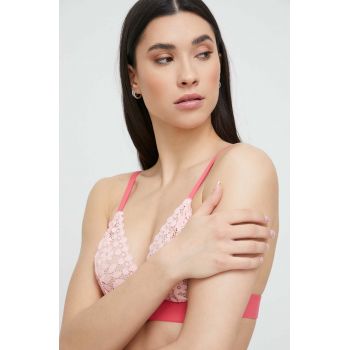 Tommy Jeans sutien culoarea portocaliu, dantela, neted