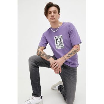 Vans tricou din bumbac x One Piece culoarea violet, cu imprimeu