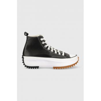 Converse teniși de piele Run Star Hike Platform culoarea negru, A04292C de firma originali