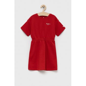 Pepe Jeans rochie din bumbac pentru copii PJL GJ Non-denim culoarea rosu, mini, evazati