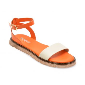 Sandale GRYXX portocalii, 8010, din piele naturala