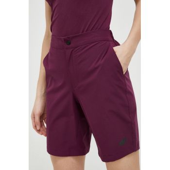 4F pantaloni scurți outdoor culoarea violet, neted, medium waist