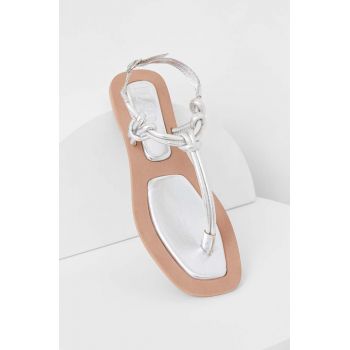 Answear Lab sandale de piele Femei, culoarea argintiu