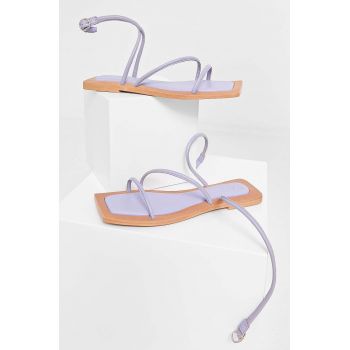 Answear Lab sandale de piele femei, culoarea violet
