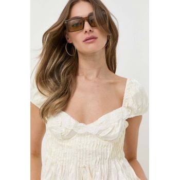 For Love & Lemons bluza femei, culoarea bej, modelator