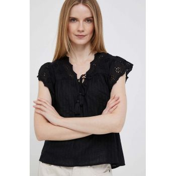 Pepe Jeans bluza din bumbac Anaise femei, culoarea negru, neted