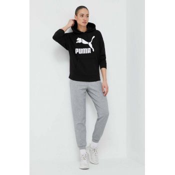 Puma bluză femei, culoarea negru, cu glugă, cu imprimeu 586687